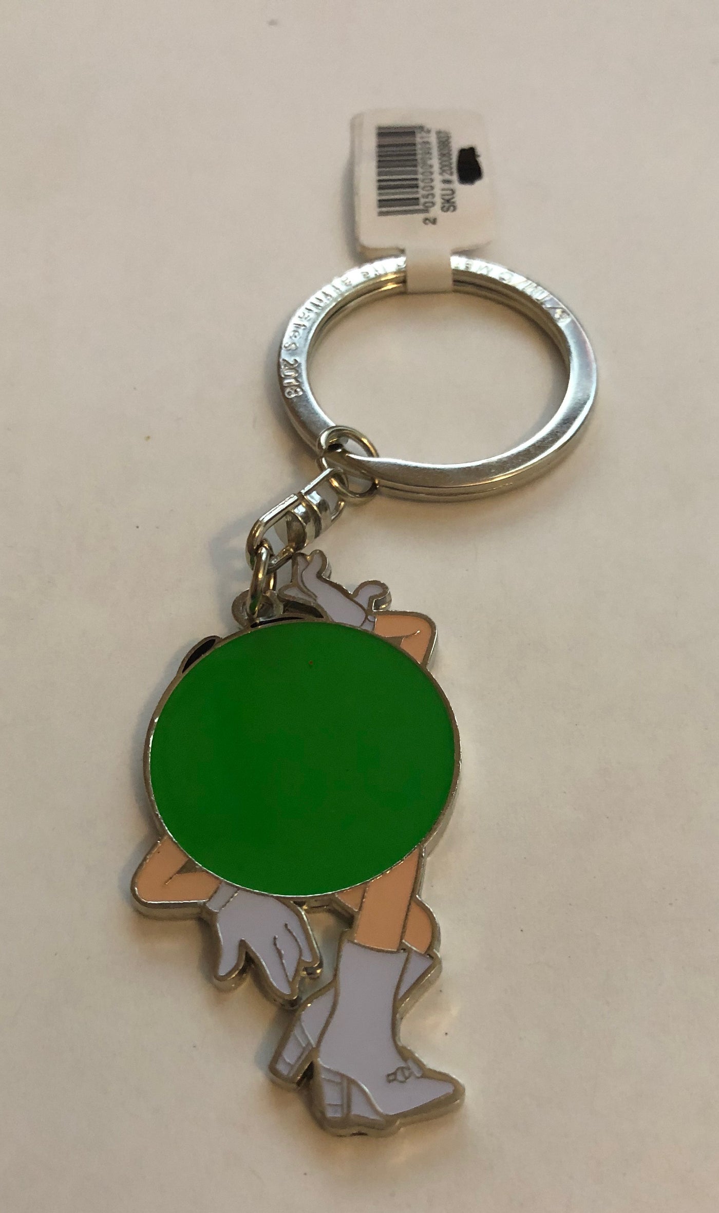 M&M's World Green Character Silhouette Enamel Keychain New with Tag