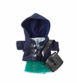 Disney NuiMOs Duffle Jacket and Striped Shirt with Green Skirt Black Purse New