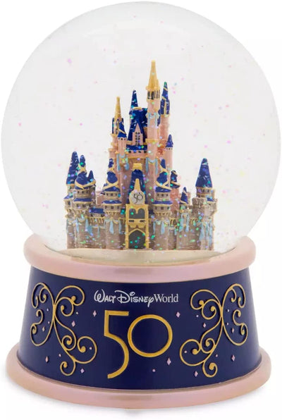 Disney Walt Disney World 50th Celebration Castle Snowglobe Water Globe New w Box