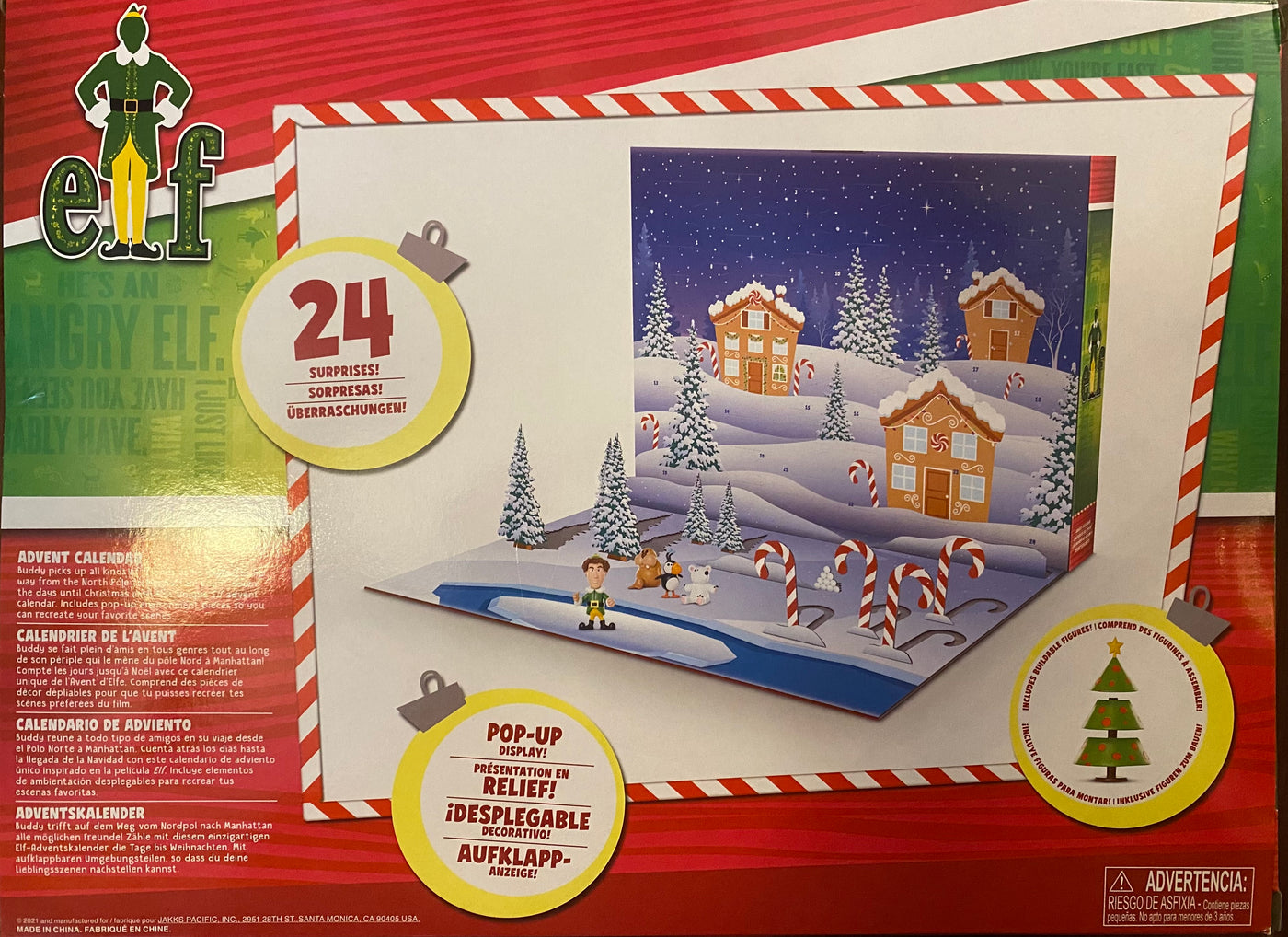 Elf Advent Calendar Christmas 24 Days of Surprises 28 pcs Included Pop Up New