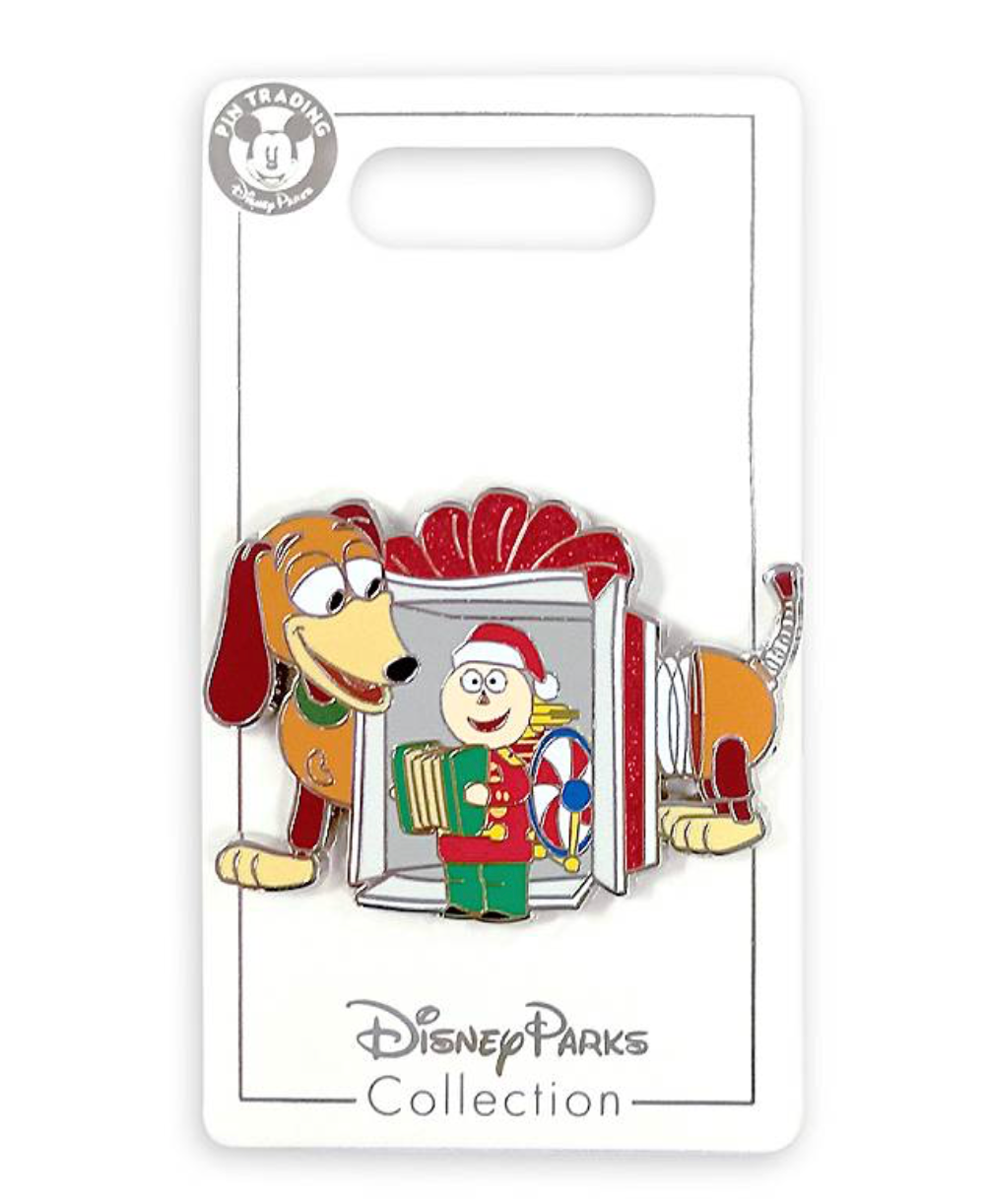 Disney Parks Toy Story Slinky Dog and Tinny Christmas Holiday Pin New with Card