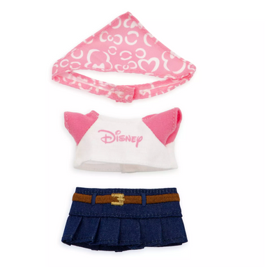 Disney NuiMOs Outfit Denim Skirt with Disney Logo T-Shirt and Pink Bandana New