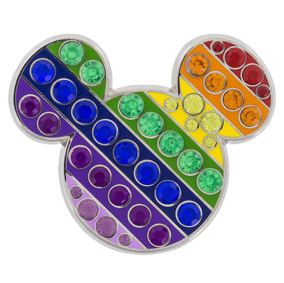 Disney Parks Mickey Mouse Icon Rainbow Jeweled Pin New with Card