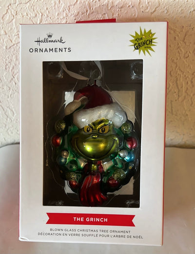 Hallmark Dr. Seuss The Grinch Blown Glass Christmas Ornament New with Box
