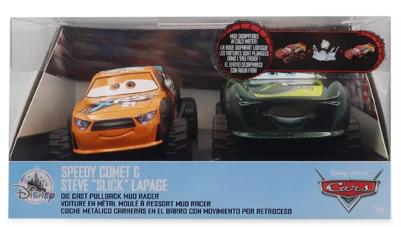 Disney Parks Pixar Cars Speedy Comet & Steve Slick Lapage Pullback Car New Box