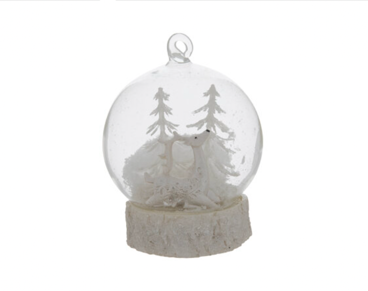 Robert Stanley 2021 Led White Deer Snow Globe Glass Christmas Ornament New w Tag