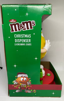M&M's World Santa Yellow Candy Dispenser with Christmas Tree Music New with Box