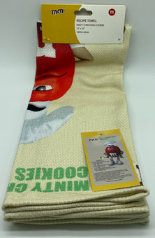 M&M's World Minty Christmas Cookies Recipe Red Kitchen Towel Set of 2 New Tags