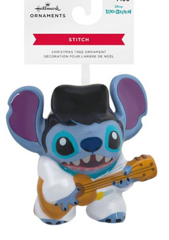 Hallmark Disney Lilo Stitch Rockstar Glass Christmas Ornament New With Tag