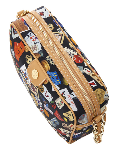 Las Vegas Life is a Game Dark Black Bag Crossbody Made in Italy Divo Diva New