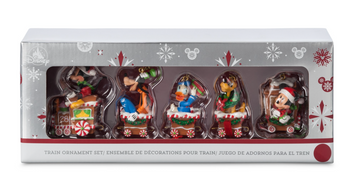 Disney Parks Mickey Mouse and Friends Train Christmas Ornament Set New with Box