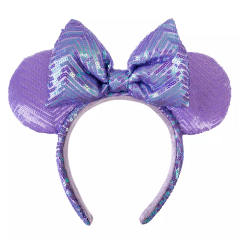 Disney Parks Minnie Mouse Sequin Ear Headband for Adults Lavender New With Tag