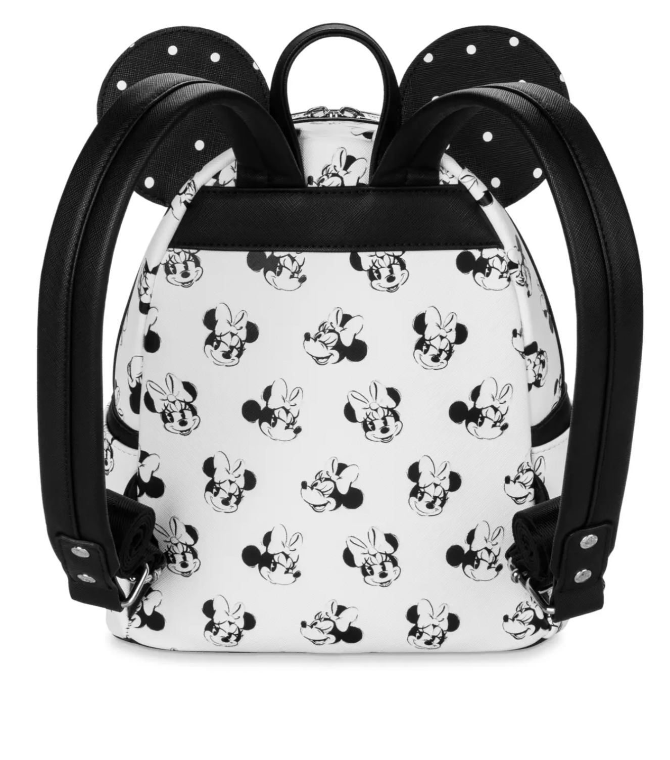 DISNEY Parks Minnie Backpack Black White Polka Dot Red Straps Black and White Polka Dot Bow Backpack – Mouse-inspired  main image 2