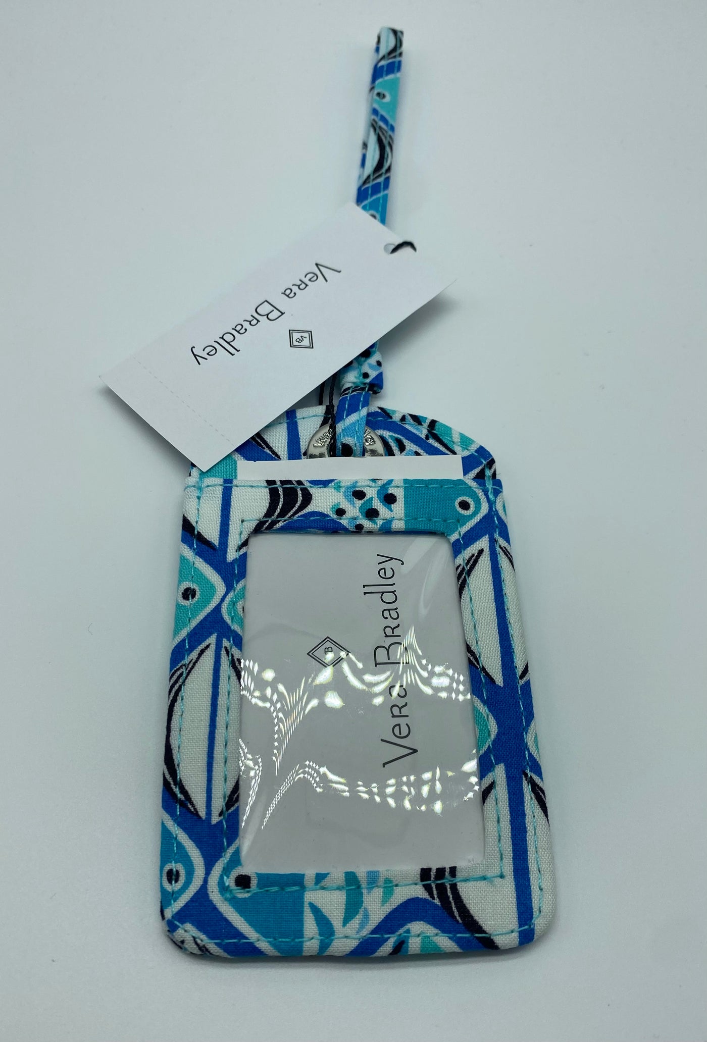Vera Bradley Factory Style Luggage Tag Cotton Go Fish Blue New with Tag