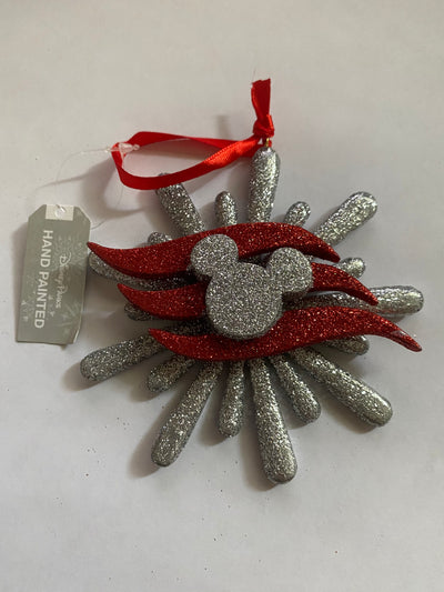 Disney Cruise Line Mickey Icon Glitter Snowflake Christmas Ornament New with Tag