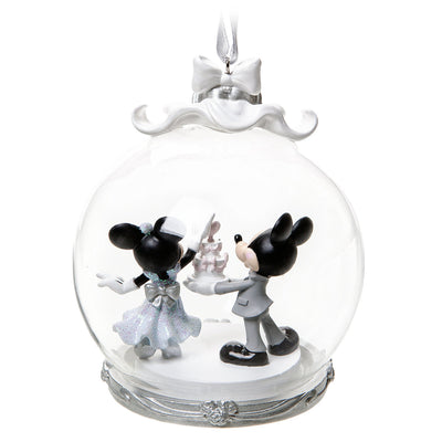Disney Mickey and Minnie Mouse Wedding Globe Christmas Ornament New