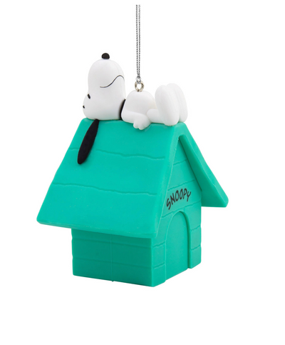Hallmark Peanuts Snoopy on Turquoise Doghouse Christmas Tree Ornament New w Tag