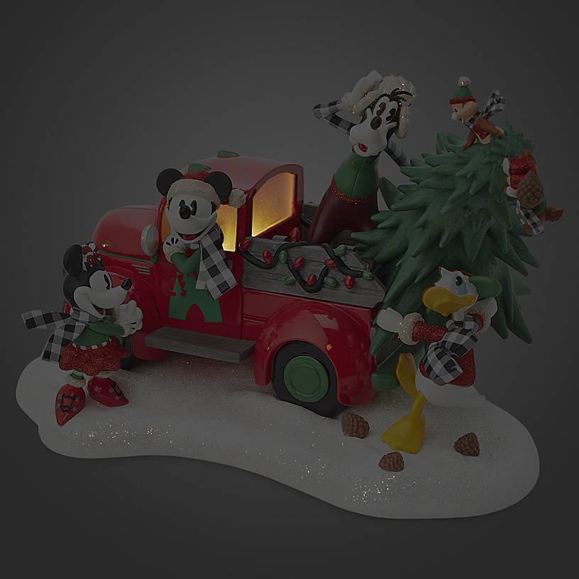 Disney Yuletide Farmhouse Mickey Friends Light-Up Red Truck Holiday Figurine New