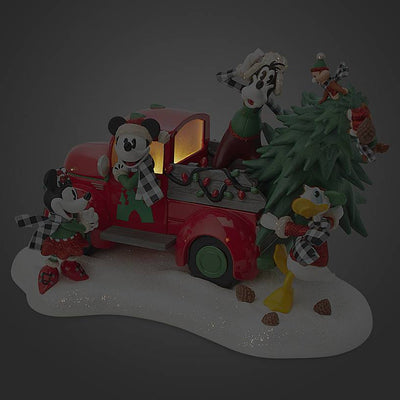 Disney Yuletide Farmhouse Mickey Friends Light-Up Red Truck Holiday Figurine New