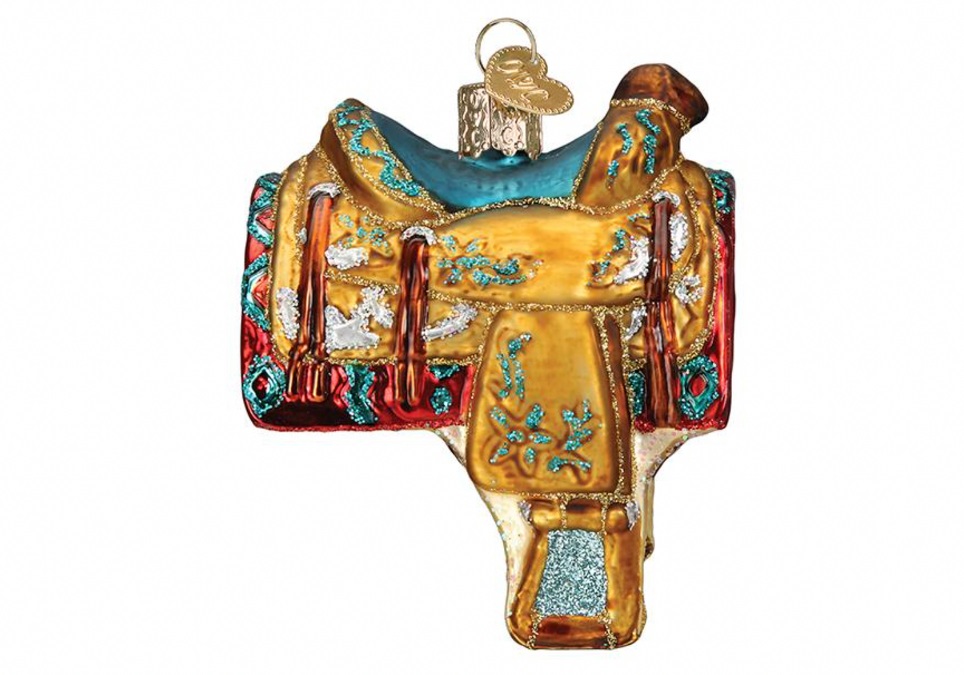 Old World Christmas Western Saddle Blown Glass Christmas Ornament New with Box