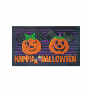 Disney Happy Halloween Mickey and Minnie Pumpkin Doormat New