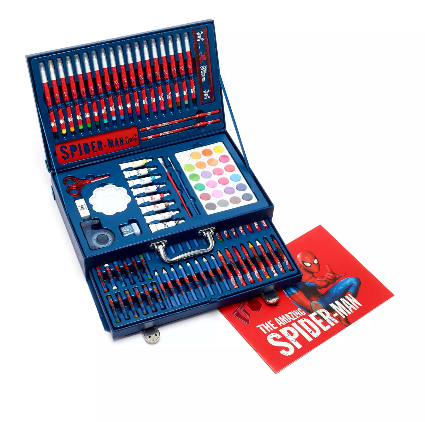 Disney Marvel Spider Man Deluxe Art Kit Watercolor Markers Paint Pencil New