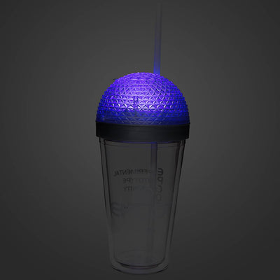 Disney Parks Spaceship Earth Light Up Tumbler with Straw Epcot New