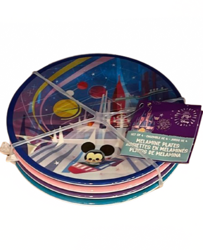 Disney Parks Joey Chou Mickey and Friends Set of 4 Melamine Plates New with Tag