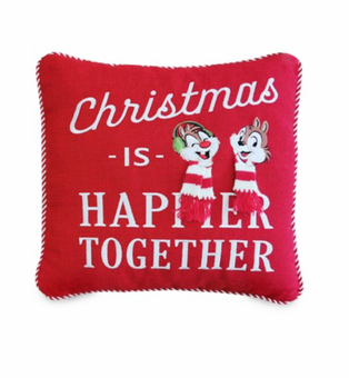 Disney Walt's Holiday Lodge Collection Chip 'n Dale Christmas Throw Pillow New