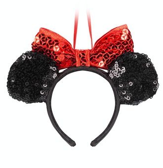 Disney 2020 Minnie Sequined Ear Headband Sketchbook Christmas Ornament New Tag