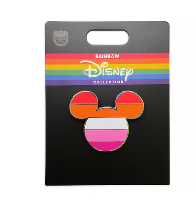 Disney Parks Rainbow Collection Mickey Icon Lesbian Flag Pin New with Card