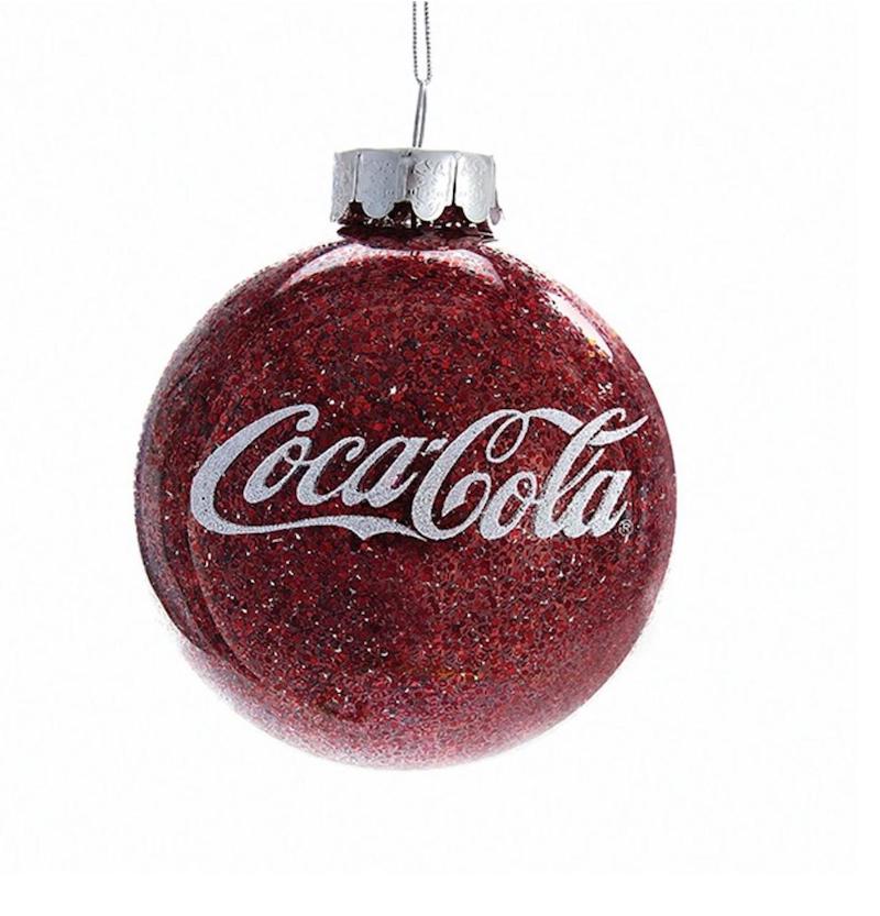 Authentic Coca Cola Coke Glitter Ball Christmas Ornament New with Box