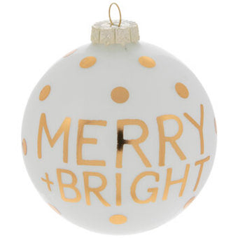 Robert Stanley Merry & Bright Polka Dot Ball Glass Christmas Ornament New w Tag