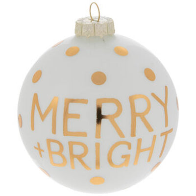 Robert Stanley Merry & Bright Polka Dot Ball Glass Christmas Ornament New w Tag