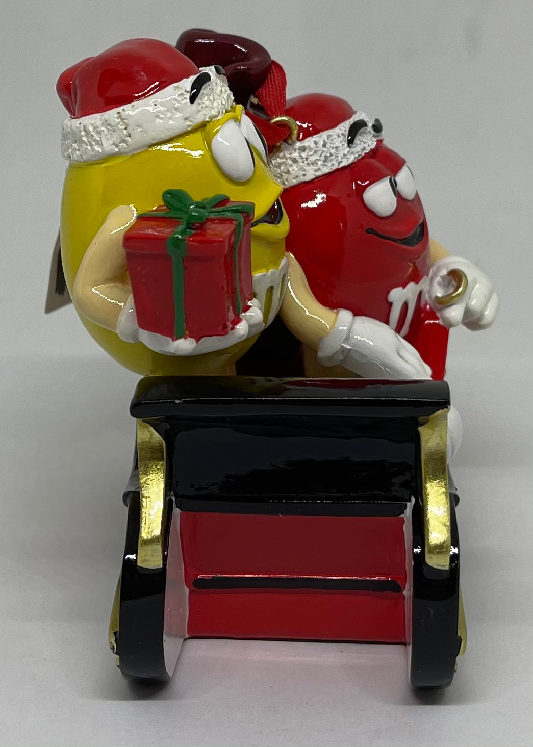 M&M's World Red and Yellow Sleigh Resin Christmas Ornament New with Tag