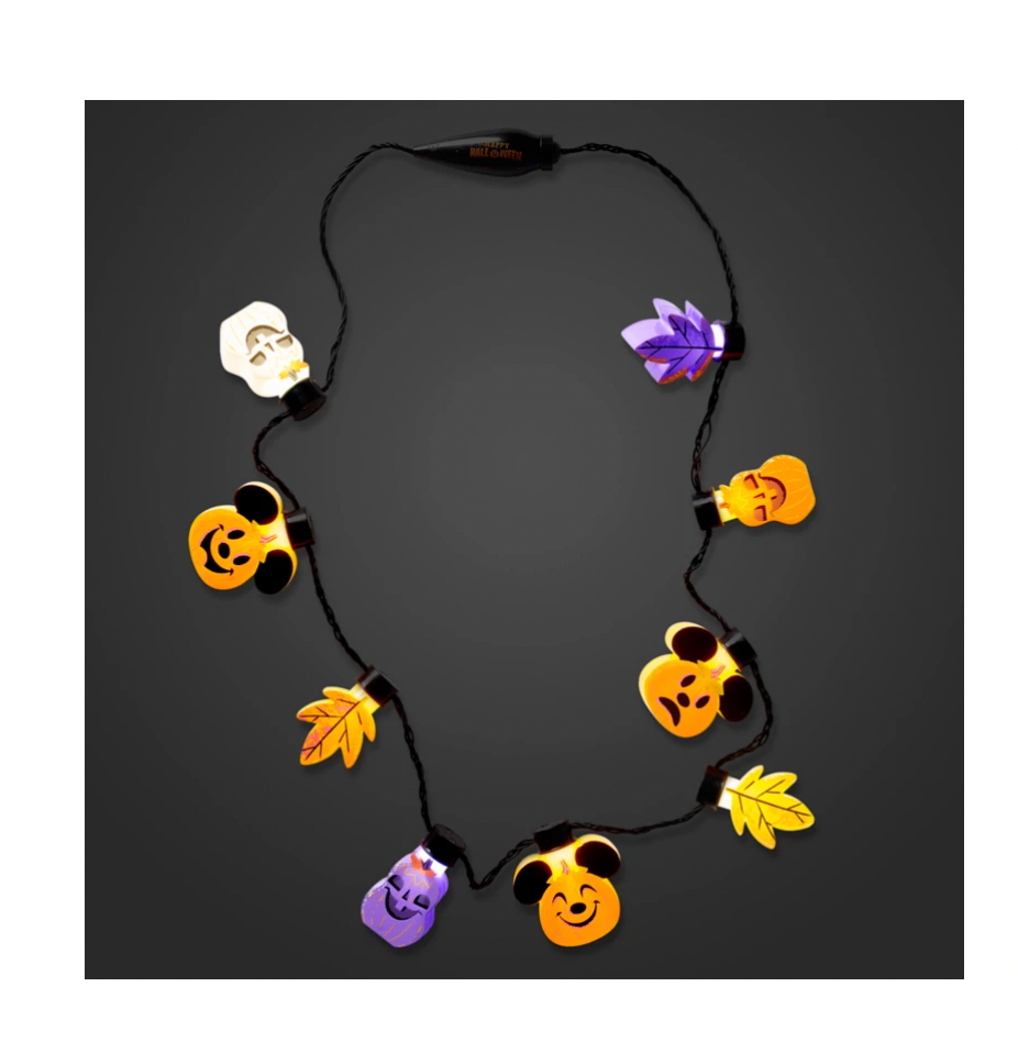 Disney Parks Halloween 2021 Mickey Pumpkin Light Up Necklace New with Tag