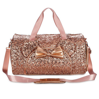 Disney Parks Minnie Sequin Duffel Bag Briar Rose Gold New with Tag