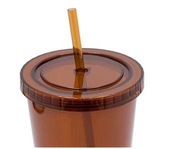 M&M's World Brown Character Big Face Tumbler with Straw New