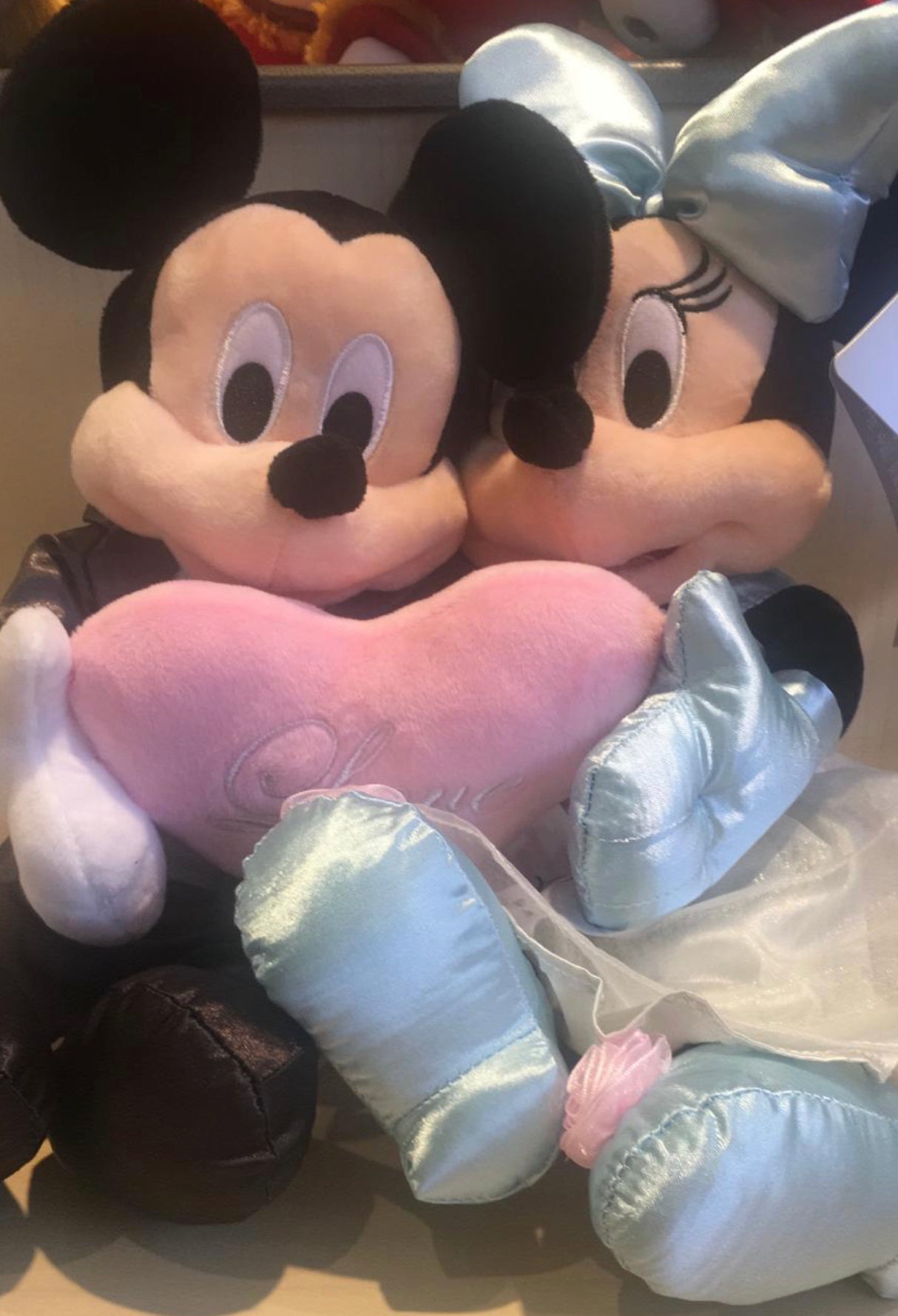 Disney Parks Mickey & Minnie Wedding Set Groom & Bride Plush Heart Love New