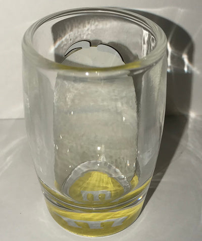 M&M's World Yellow Big Face Clear Shot Glass New