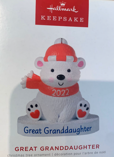 Hallmark 2022 Great Granddaughter Polar Bear Christmas Ornament New With Box