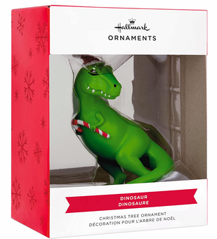 Hallmark Dinosaur in Santa Hat Christmas Ornament New With Box