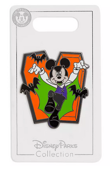 Disney Parks Halloween Mickey Mouse Vampire Pin New with Card