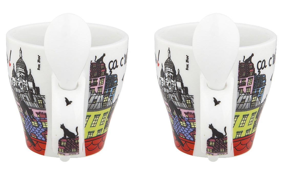 Disney Parks Epcot Paris Cats Mini Mug Set with Spoons New
