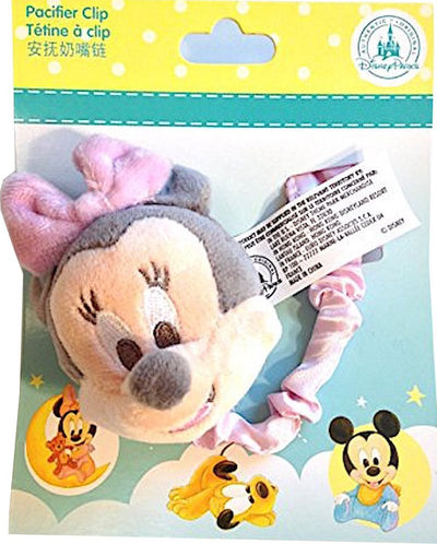Disney Parks Minnie Mouse Pacifier Clip Plush New with Card
