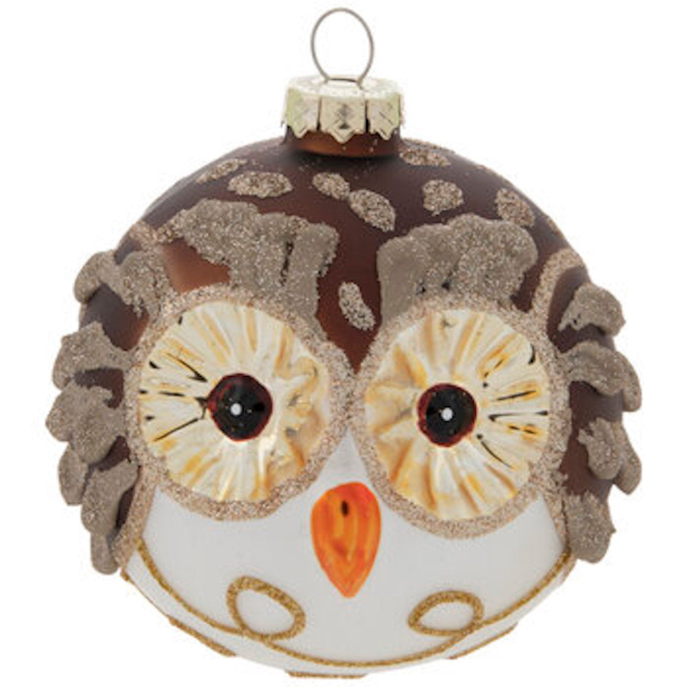 Robert Stanley Glitter Owl Ball Glass Christmas Ornament New with Tag