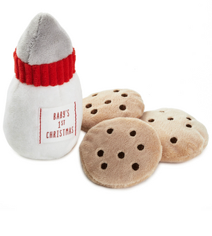 Hallmark Baby's First Christmas Milk and Cookies Rattle Set of 4 New with Card