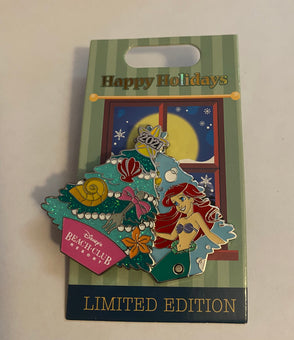 Disney Parks Beach Club Resort Ariel 2021 Happy Holidays Limited Pin New w Card