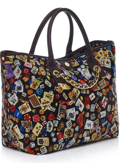 Macao Life is a Game Black Dark Brown Tote Bag Made in Italy by Divo Diva New