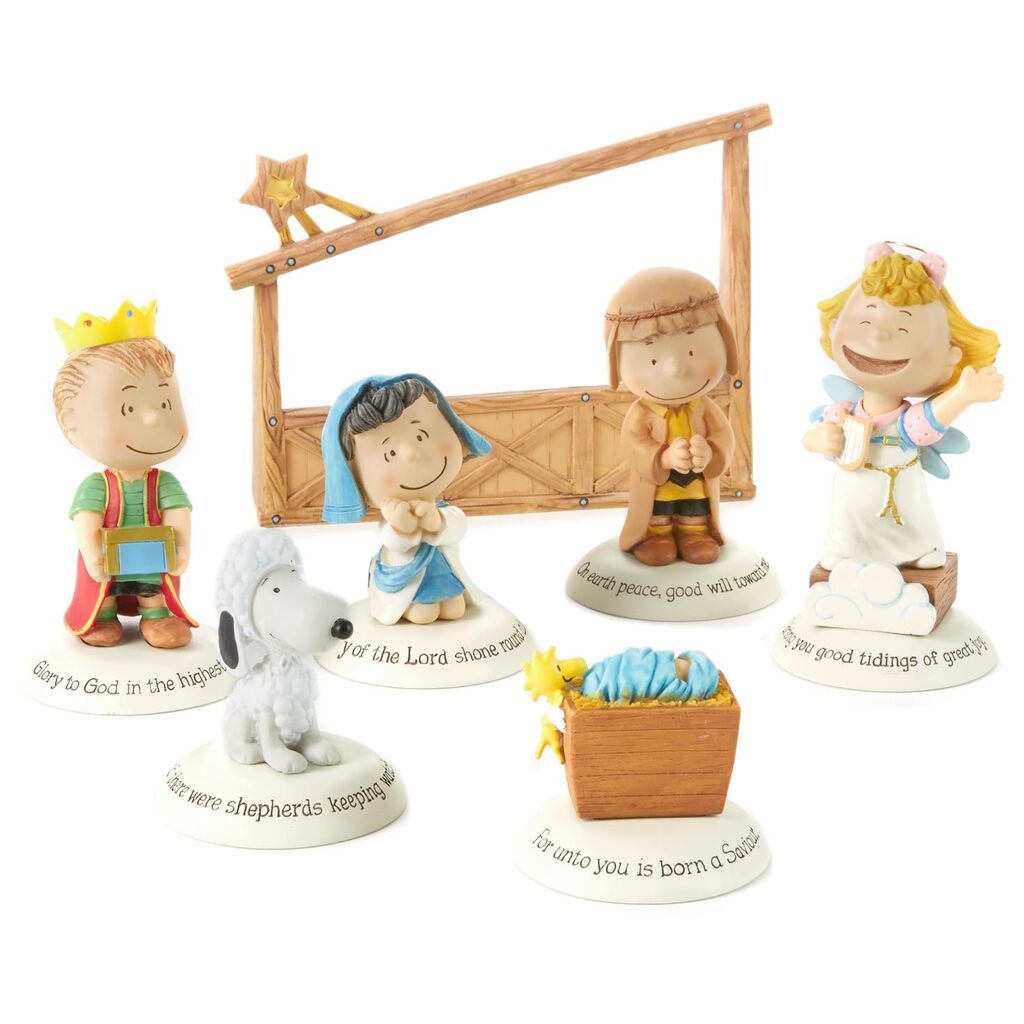 Hallmark Peanuts Glad Tidings Nativity 7 Piece Set New with Box